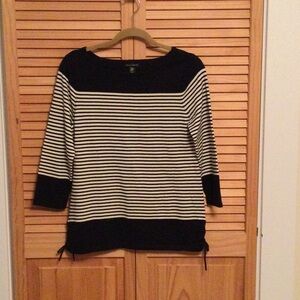 Black and White Striped Women's Sweater